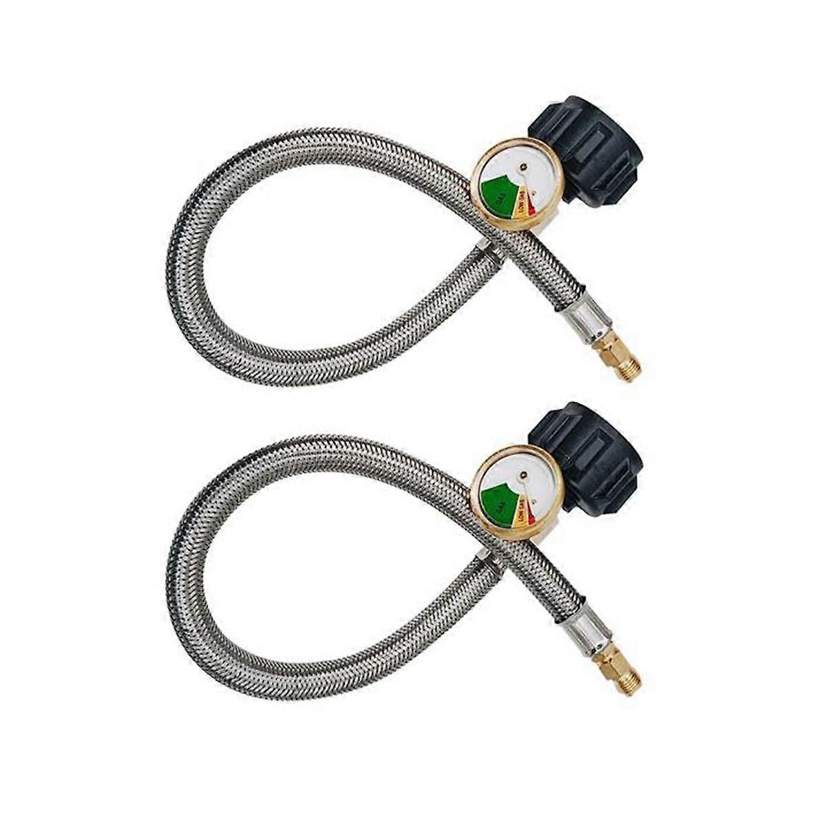 2Pc 18Inch RV Gevlochten RV Regulator Propaan Slangaansluiting met 1/4Inch Mannelijke NPT-Meter