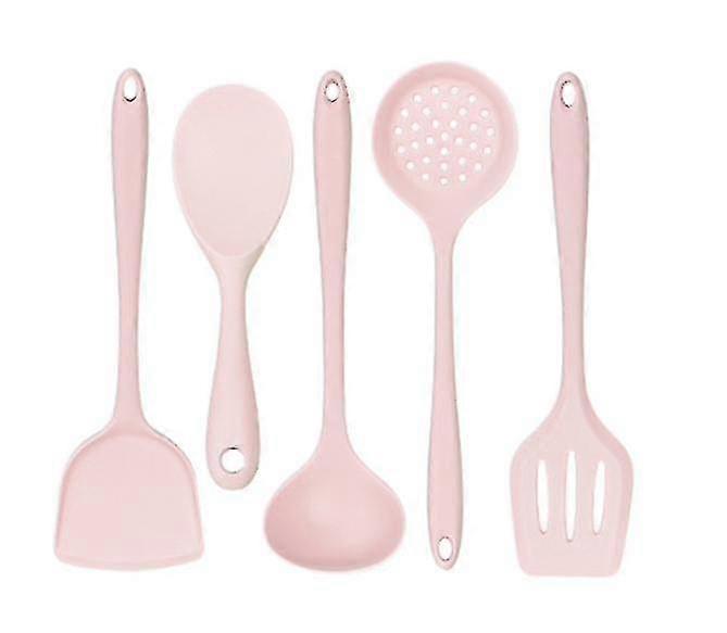 Silicone Kitchen Utensils Heat Resistant, Easy To Clean Cooking Utensils Set Of 5 Pink