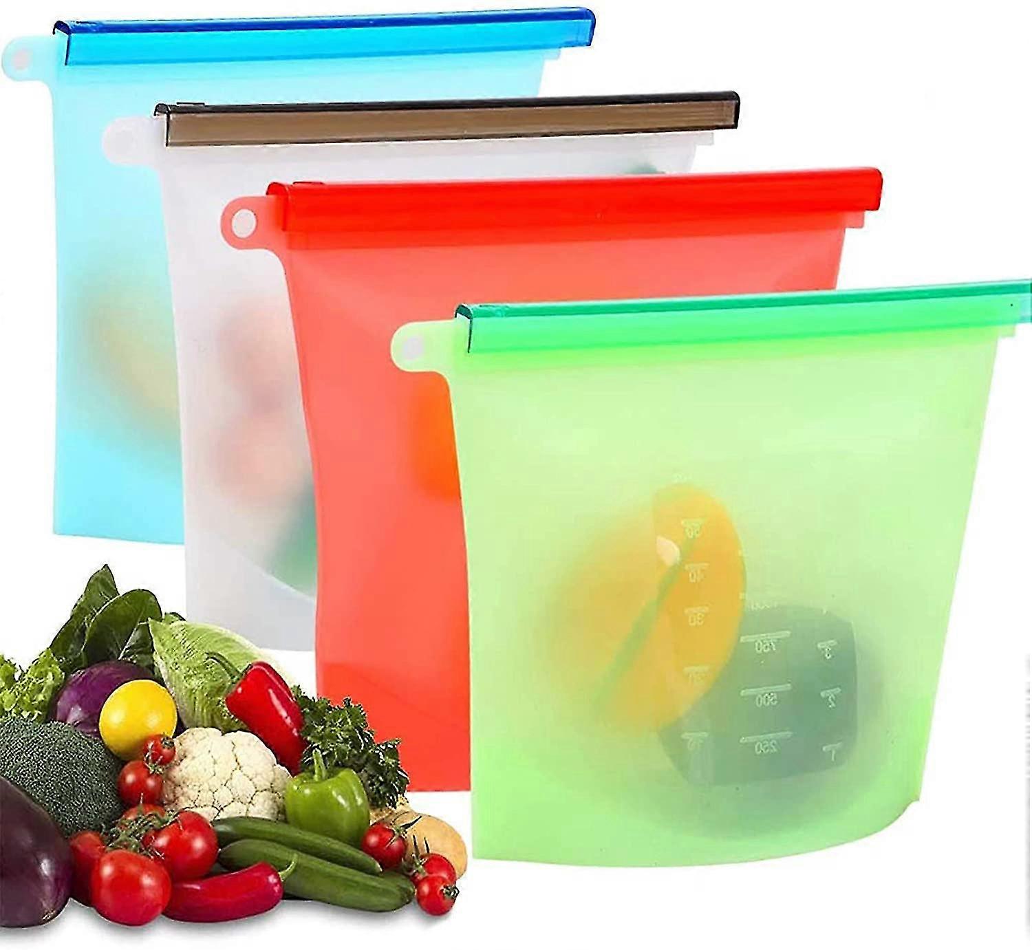 4 Pack Reusable Freezer Bags Reusable Sandwich Bag Reusable Silicone Food Storage Bag