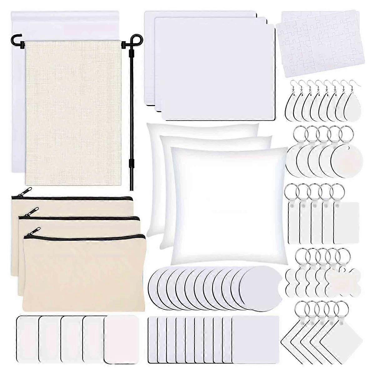 128 PCS Sublimation Blanks Products, Christmas Ornaments Crafts Sublimation Kit , DIY Heat Printing