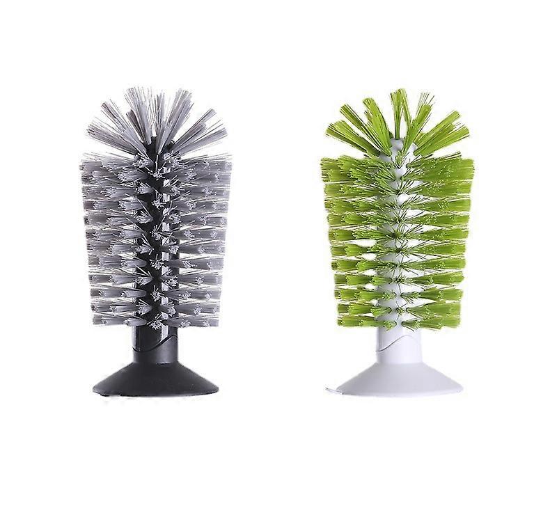 2Pcs Water Bottle Cleaning Brush, Standing Glass Washer with Suction Cup for Beer Cup Long Leg Cup Mugs