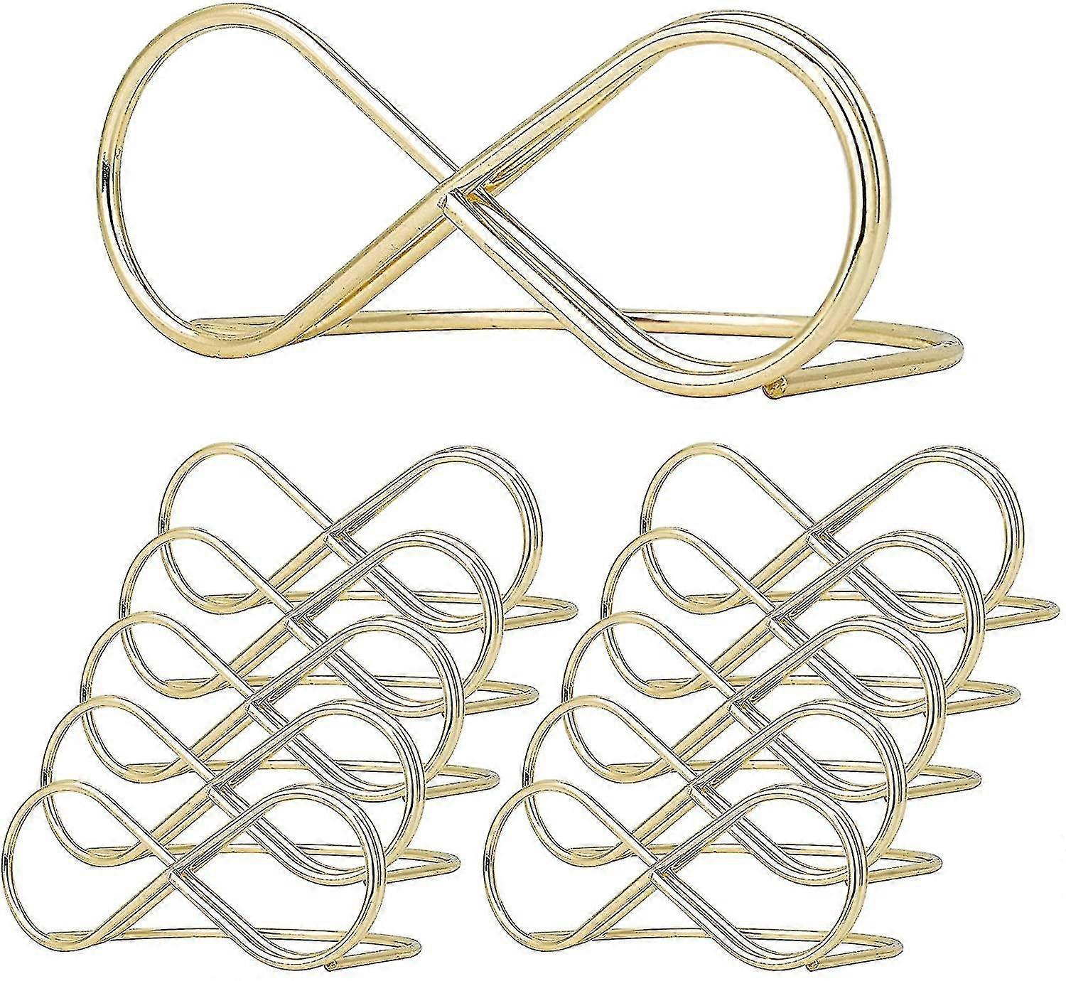 Gold Infinity Message Clip Table Number Stand Bracket Wedding Position Business Card Holder (10 Pieces, Gold)
