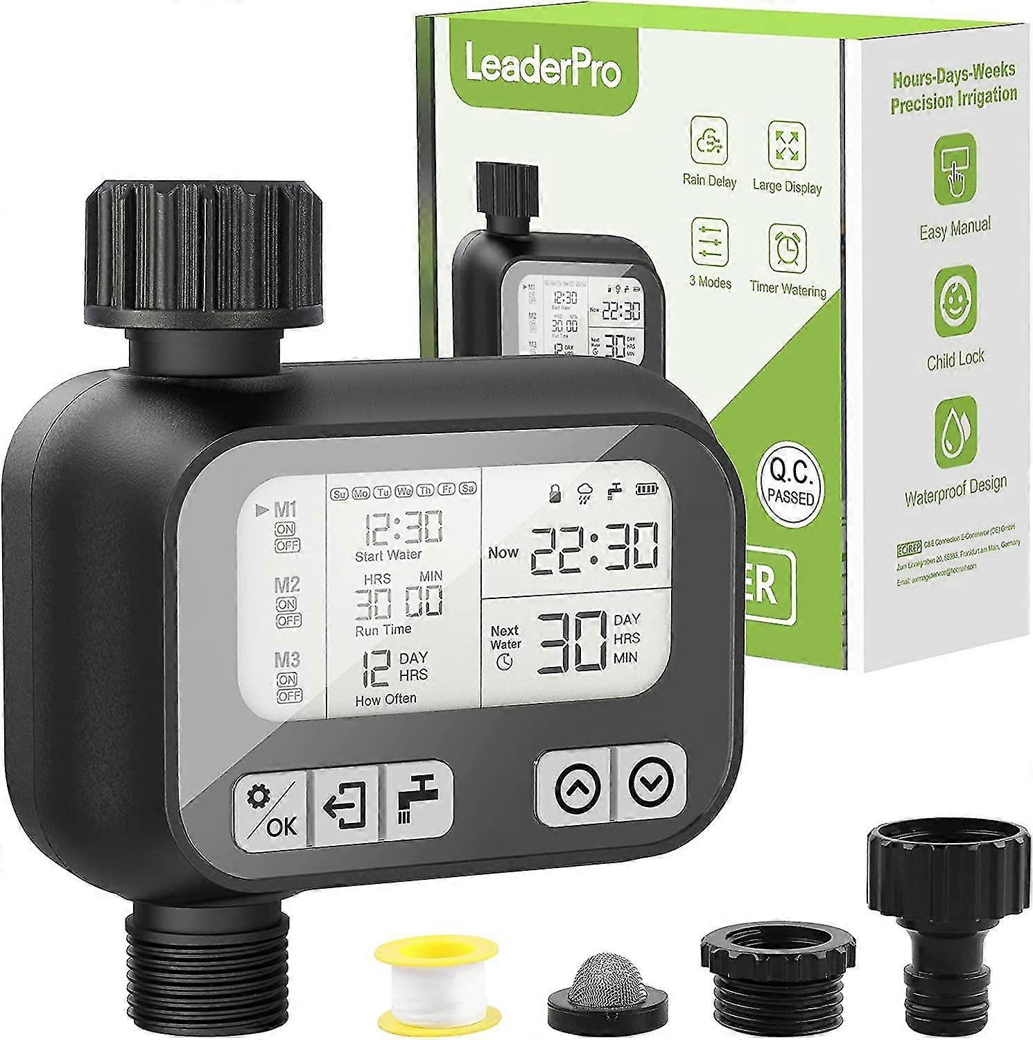 Water Timer, Automatic Watering Timer, Garden Irrigation Timer, 3 Flexible Programs, Ip65 Waterproof, Leak Proof, Manual Control, Child Lock Function