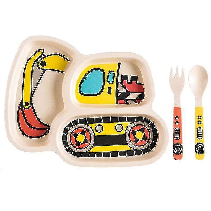 3pcs Coloured Dining Set - Plate, Fork And Spoon Dinnerware Set For Children, Bpa Free