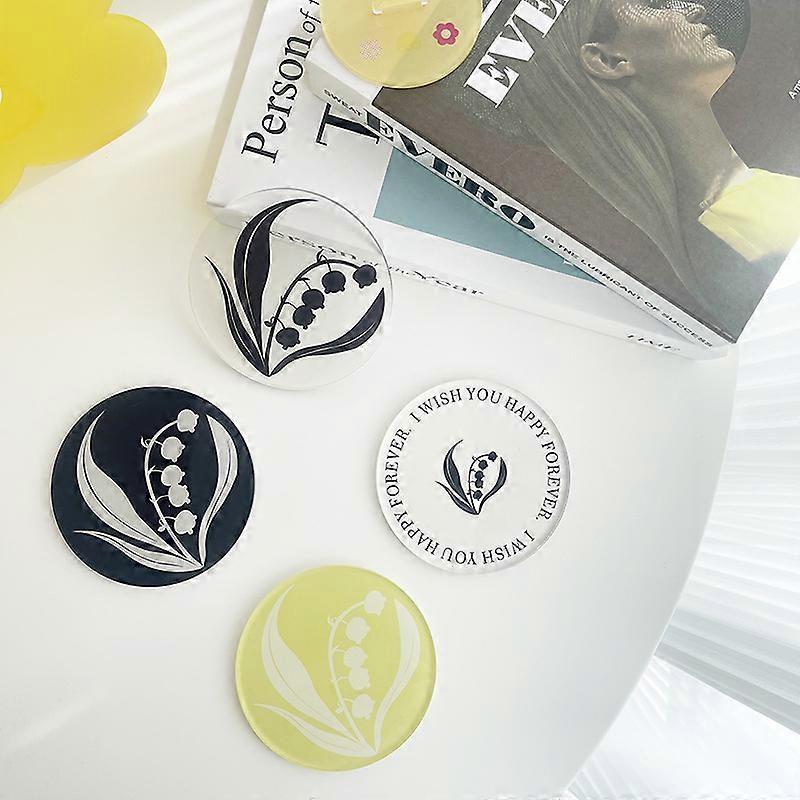 4pcs Transparent Cute flores Coasters
