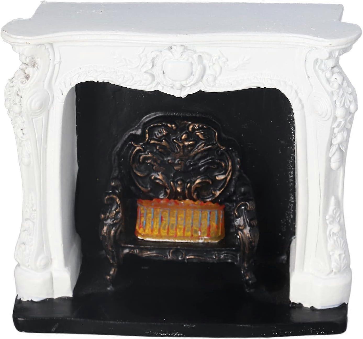 Dollhouse LED Fireplace, Dollhouse Decoration Rococo Style Switch Control E