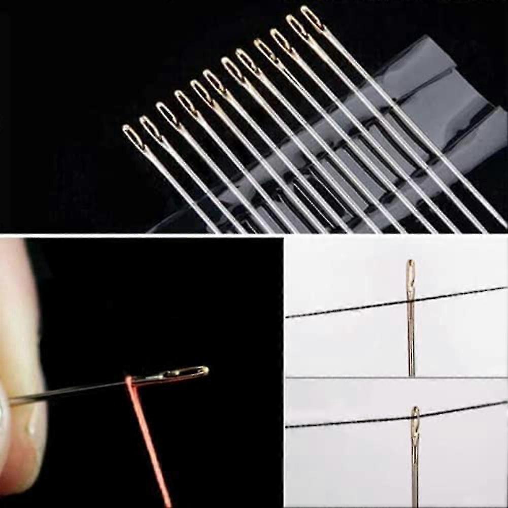 Self-threading Needles, sy nåler for hånd sying, for eldre, enkel Side Threading Stitching