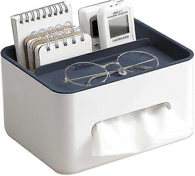Rectangular Tissue Box Cover Holder with Storage Napkin Tissue Box Holder with Stationery Remote Control Box Decorative Tissue Pen Remote Organizer
