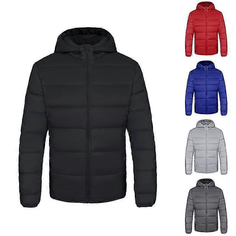 Jaqueta Puffer Down de Inverno Masculina, Jaqueta Leve Embalável com Capuz