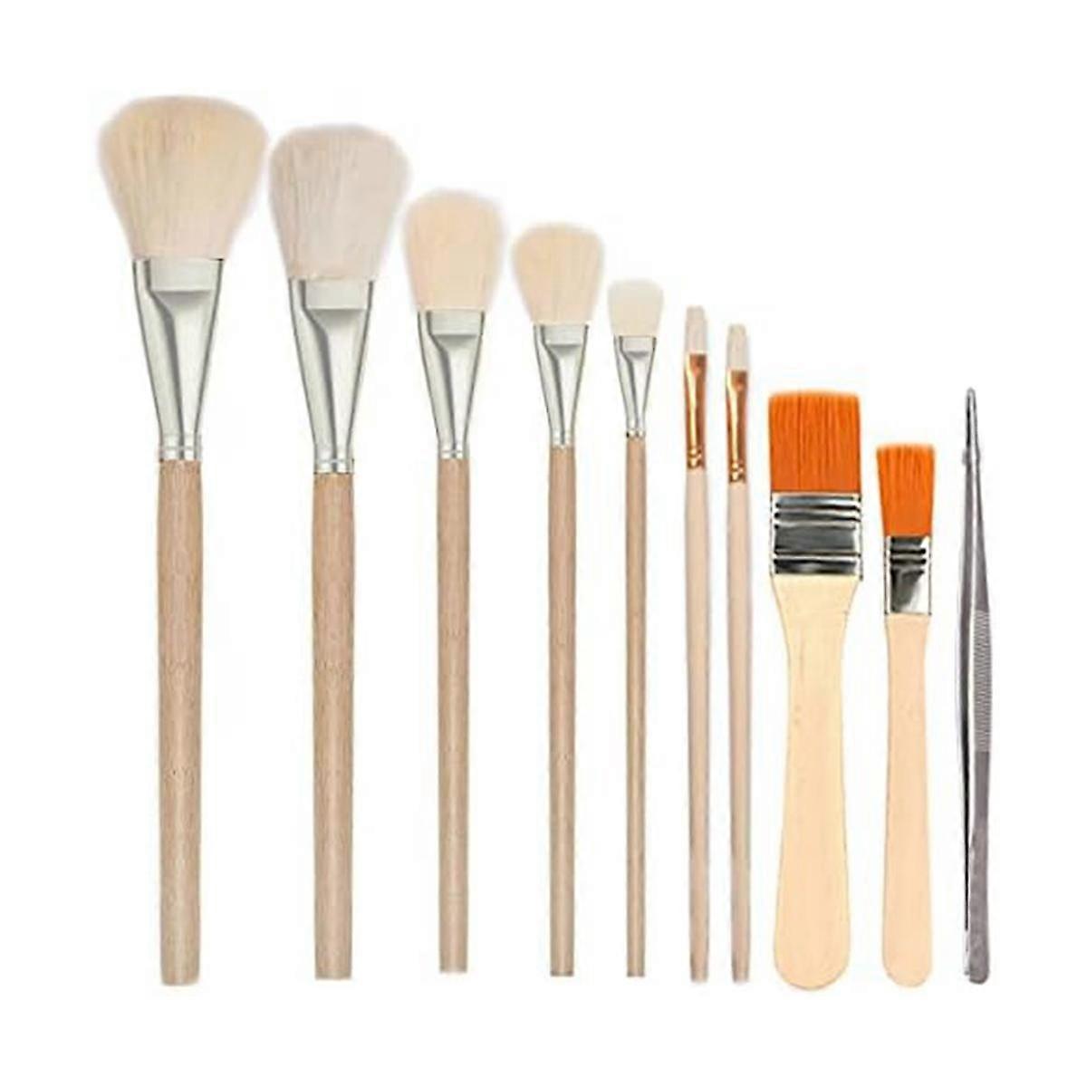 7Pcs Gold Plated Brush Set Assorted Sizes,Leaf Goat Hair Brushes Metallic Foil Brushes Foil Paper A