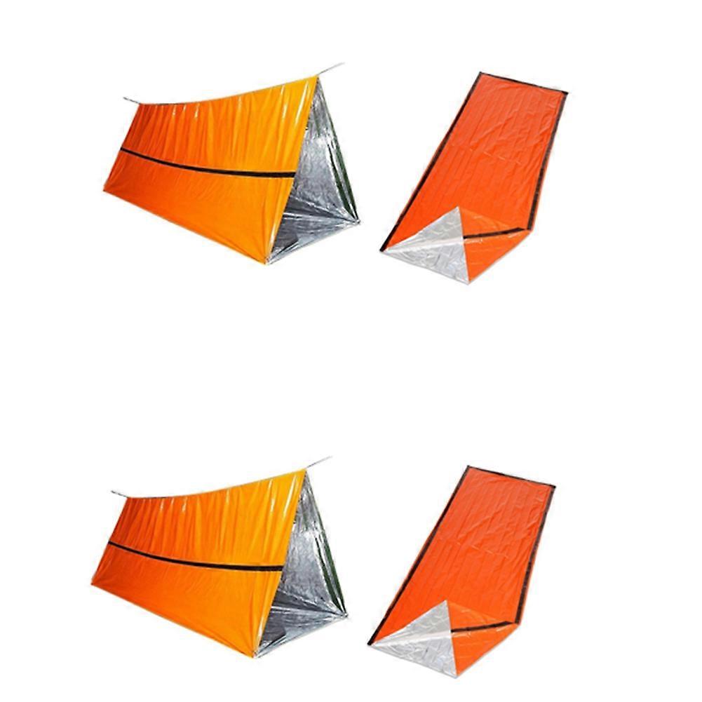 2X 2 Person Survival Emergency Tent with Emergency Sleeping Bag- Waterproof Rescue Survival Tent ,E
