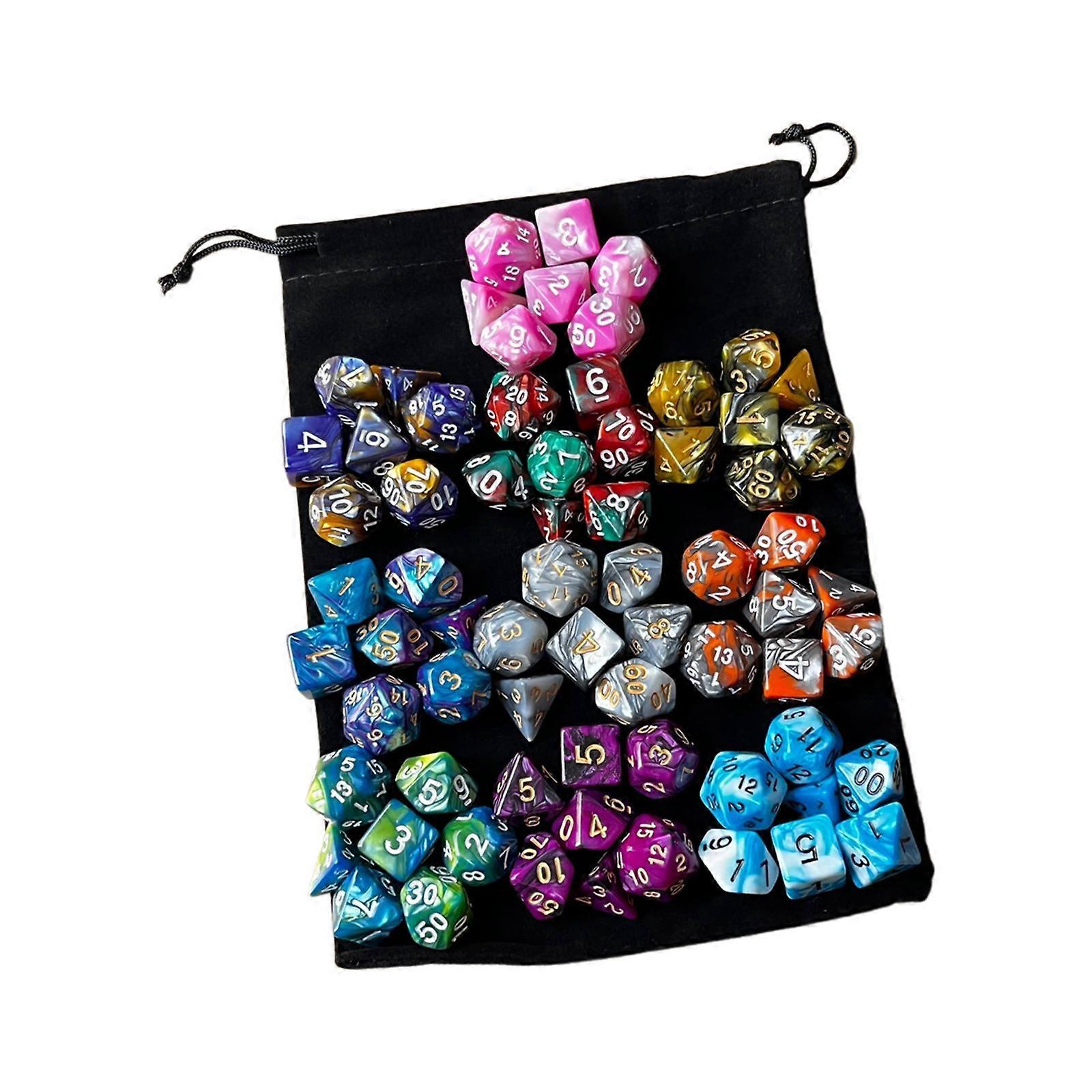 70Pcs Polyhedral Dice Set Stacking Game Multicolor Handmade Crafts Dice Kits Style B