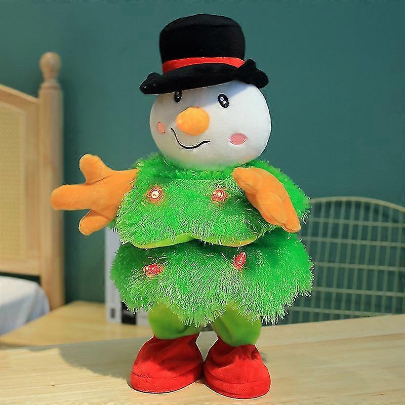Julgran älg snögubbe inspelning sjungande dans elektrisk docka älg julgran jul plysch leksak