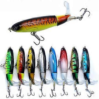 8PCS Whopper Plopper Bass Lures Fishing Topwater Lure Rotating Tail Floating set