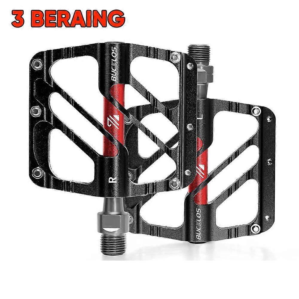 BUCKLOS Bicycle Pedals 3 Bearing MTB Bike Flat Pedal Platform Ultralight Non-Slip DU Bearing Platform Pedals for Bicycle Part