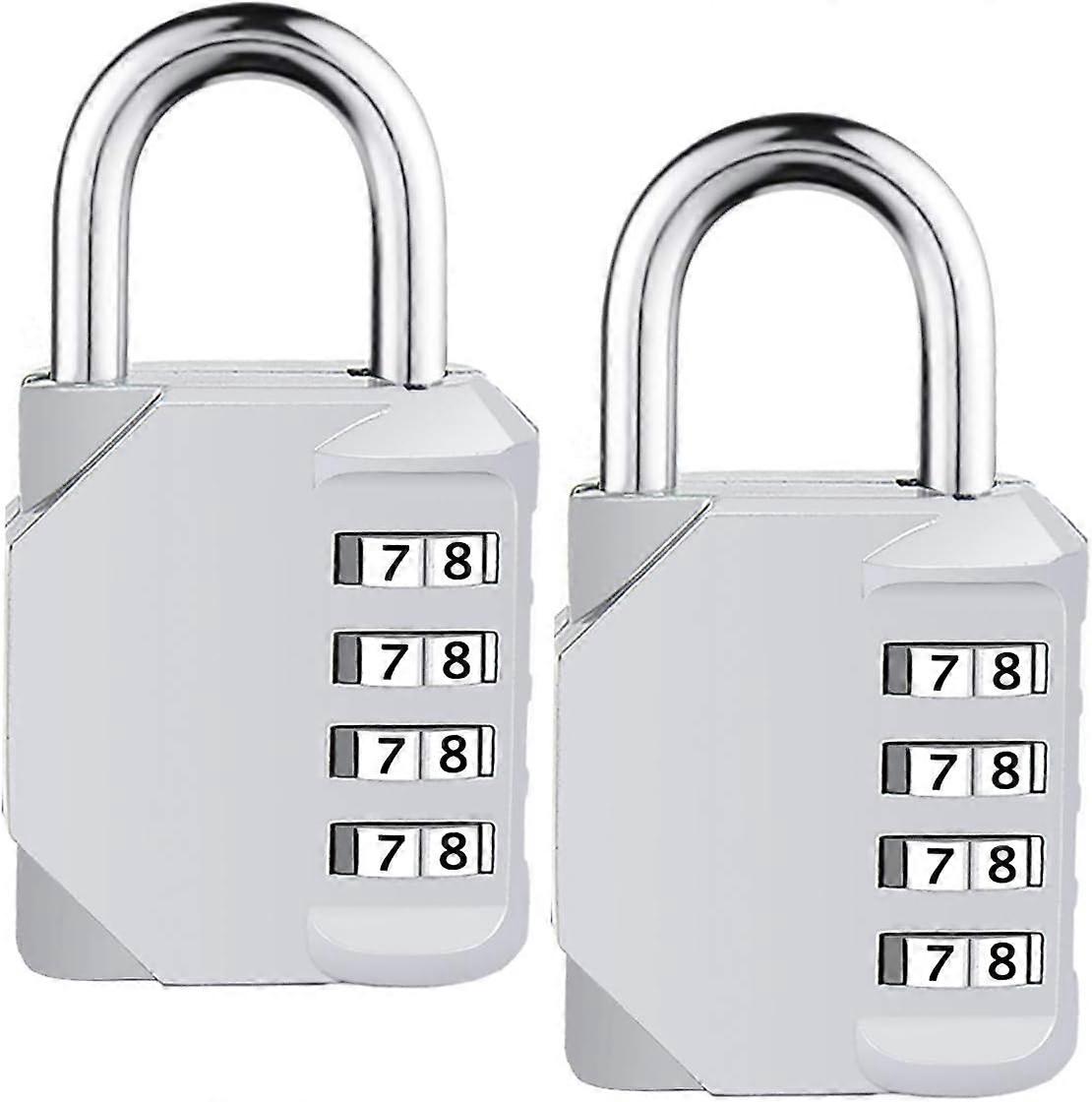 Security Code Locks with 4 digit combinations for Gym Suitcase Tool Box Cabinet Gate Shed Luggage (Pack of 2) M Silver