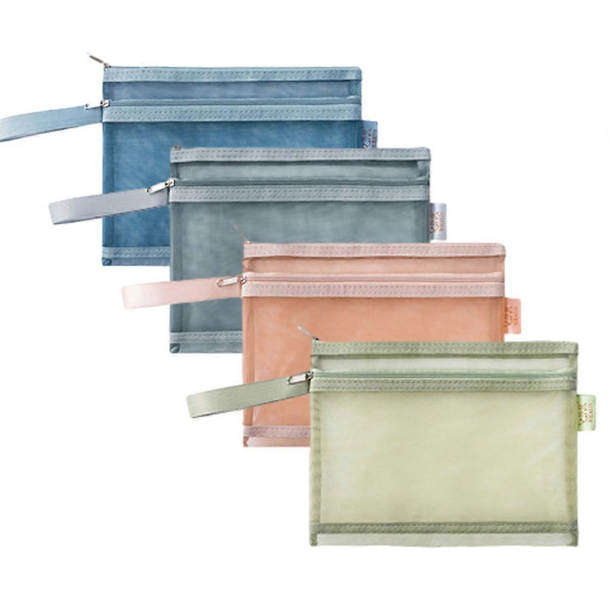 KXJ-Mesh zipper bag with handle, transparent business card set, suitable for A5 documents, etc