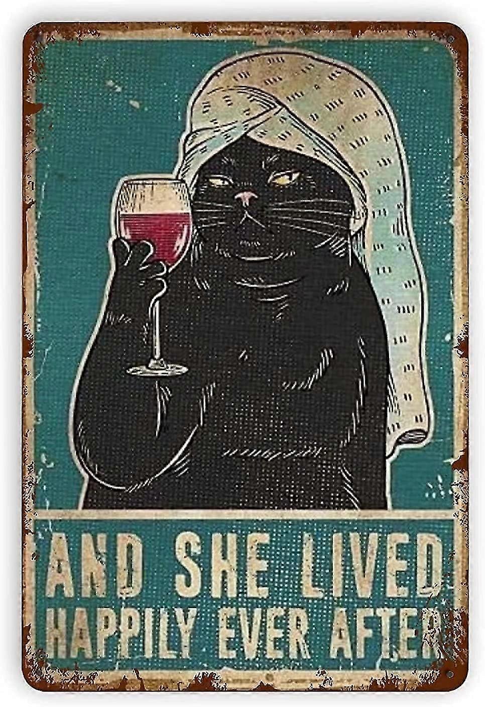 Metallblechschild des Katzentrinkmodus, wilde Frauen mit Wein & Katzen Retro Poster, Jahrgang 8x12 Zoll ODER 12