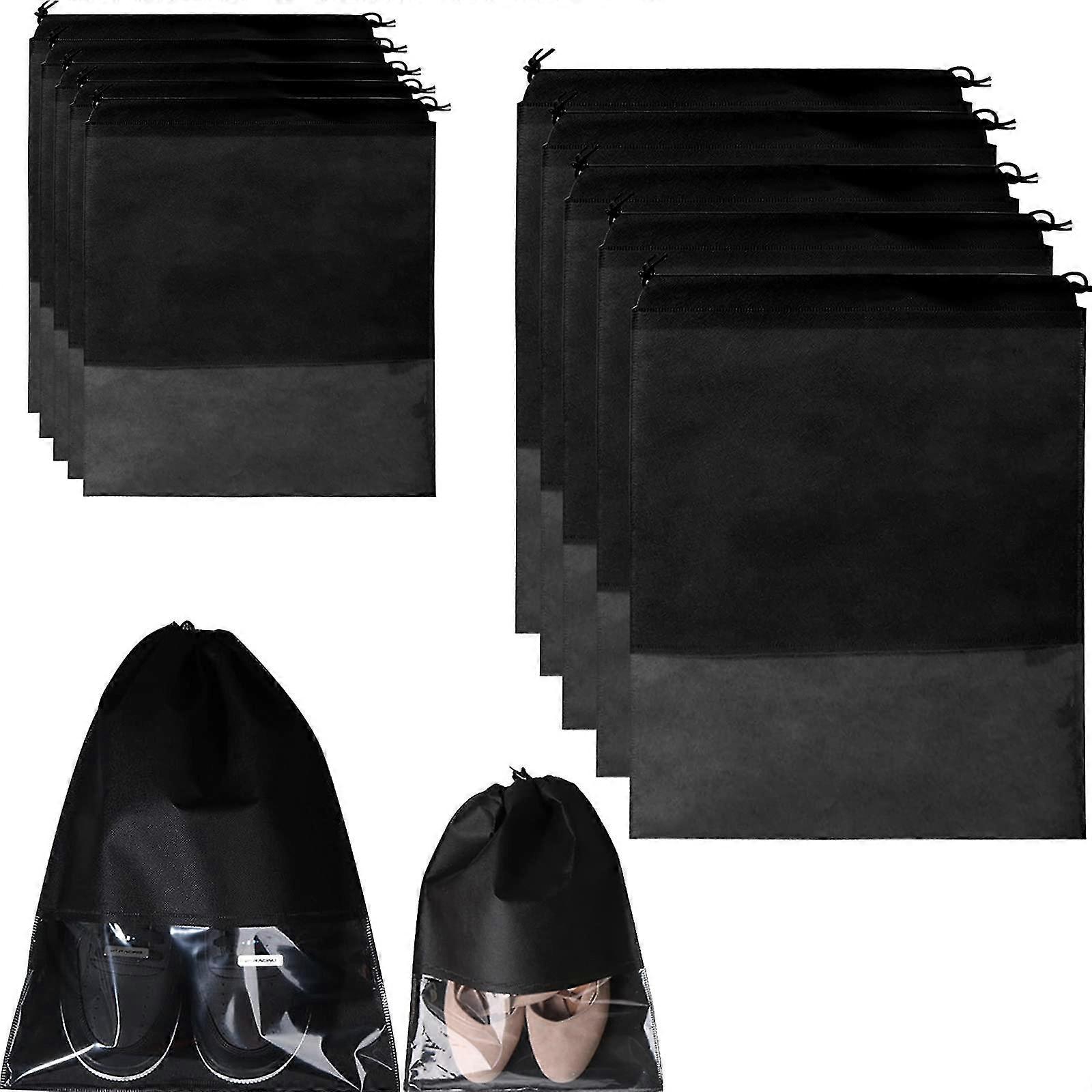 10 قطع حقائب أحذية السفر ، أكياس الأحذية الرباط للسفر مع فتحة شفافة ، أكياس الأحذية المحمولة المقاومة للغبار للماء ، حقيبة الأحذية للأحذية أحذية عالية