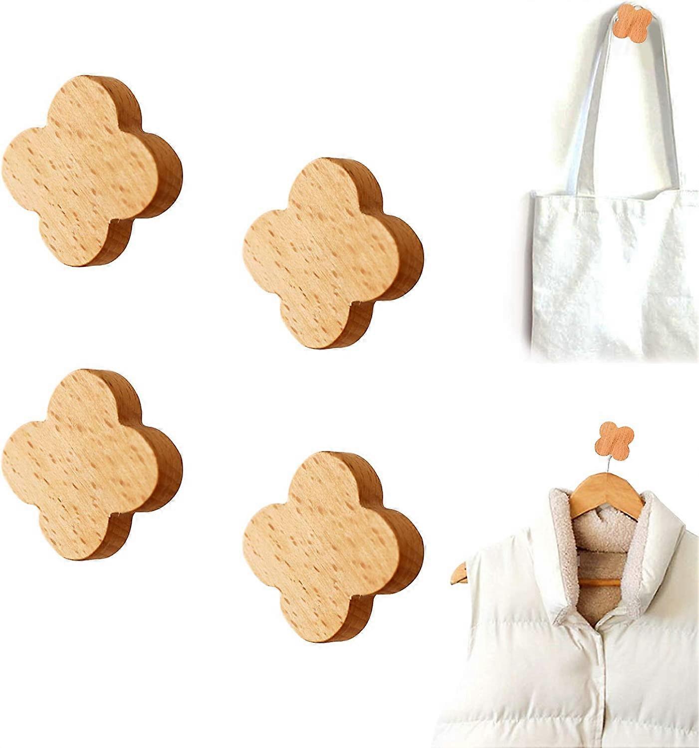 4 Packs Wooden Coat Hooks Wall Mounted Single Cone Wall Hook