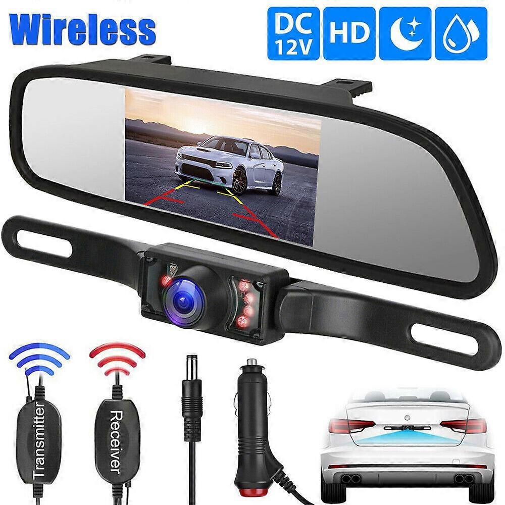 Carro externo sem fio reversing imagem 5 polegadas espelho retrovisor 2.4g módulo sem fio