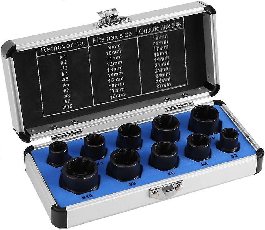 10 PCS Bolt Remover Tool Set, Damaged Bolt Nut Screw Remover Extractor Removal Set Threading Tools Kit