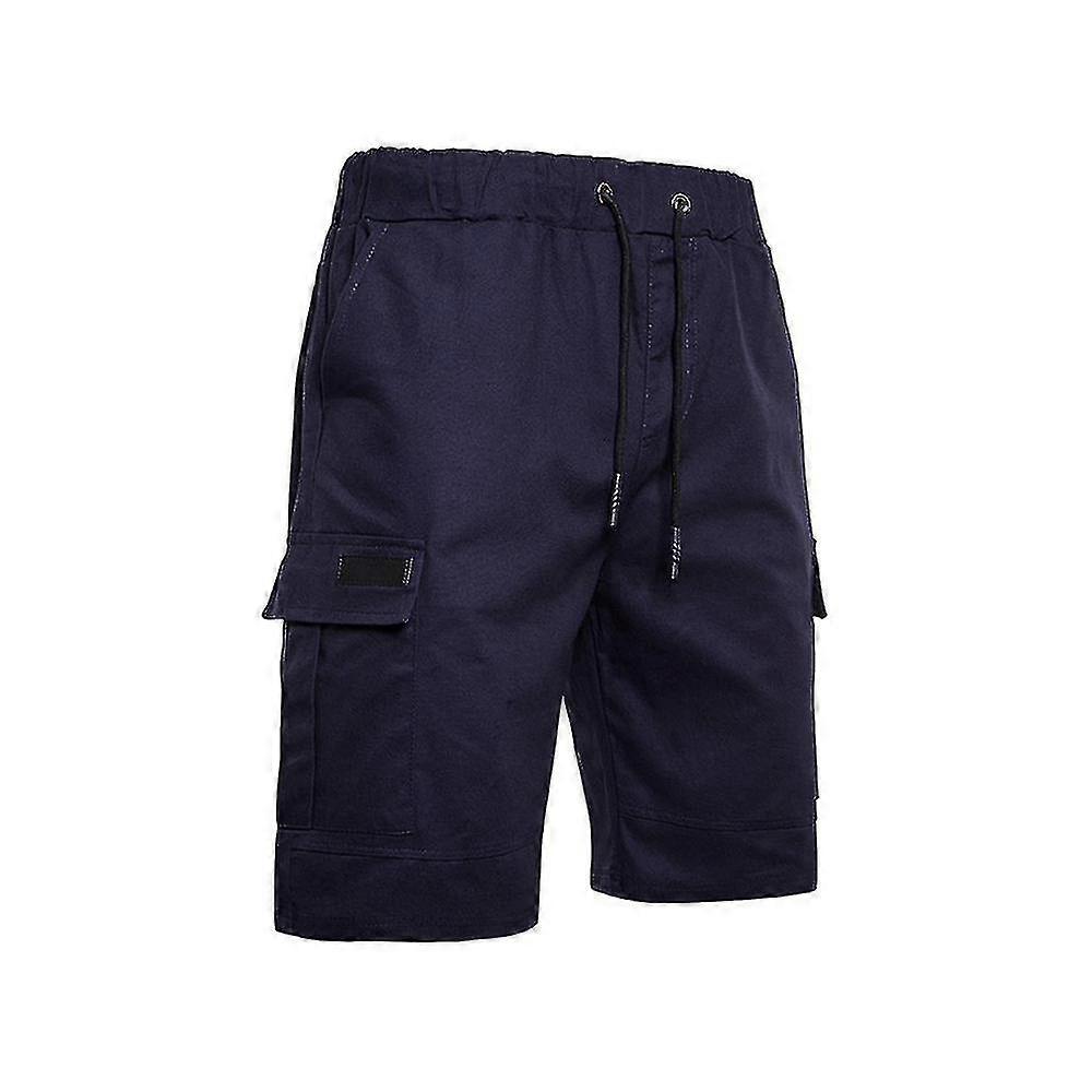 Men Cargo Work Pockets Shorts Drawstring Loose Fit Half Pants