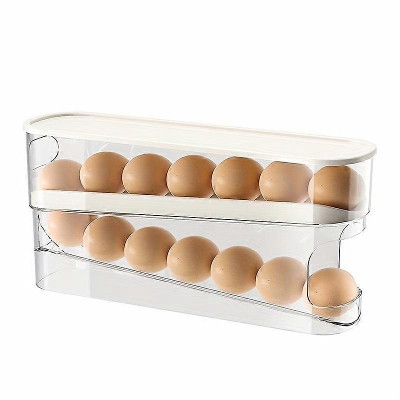 Effortless 2-Tier Auto-Roll Egg Organizer - Revolutionary Double-Layer Fridge Dispenser - Smart, Durable Storage Solution