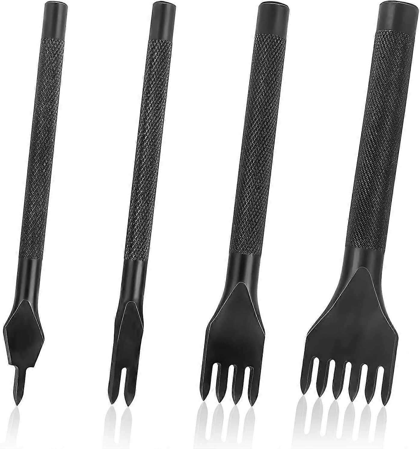 Hole Punch Tool Set 4mm DIY Sewing Tool with Sewing Chisel Set 1/2/4/6 Teeth 4 Pieces