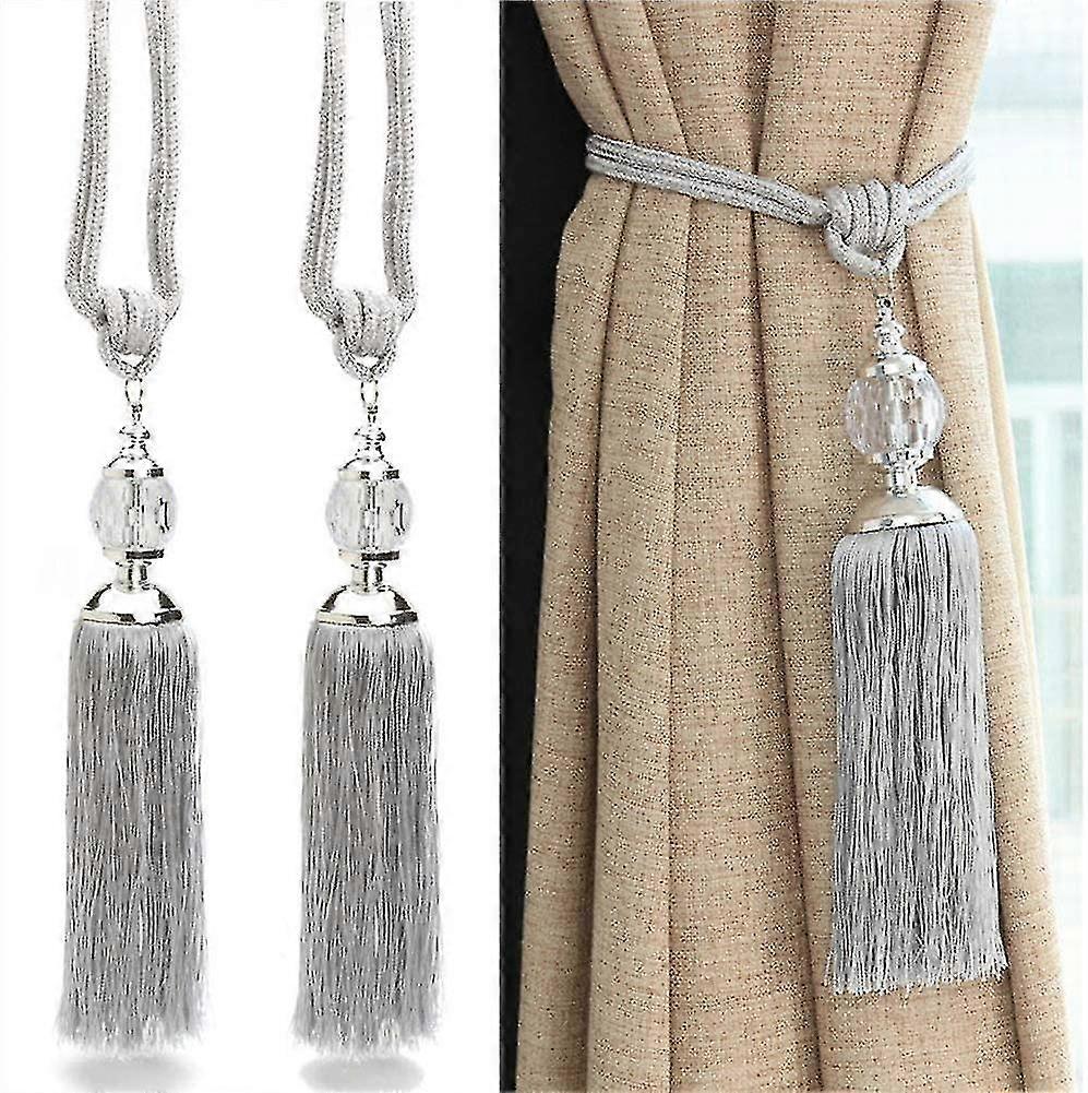 2 Pcs Curtain Tiebacks, Curtain Holdbacks Crystal Flower Curtain Decorative No Drilling Drapery Tieback With High-Elastic Band For Home Office Window