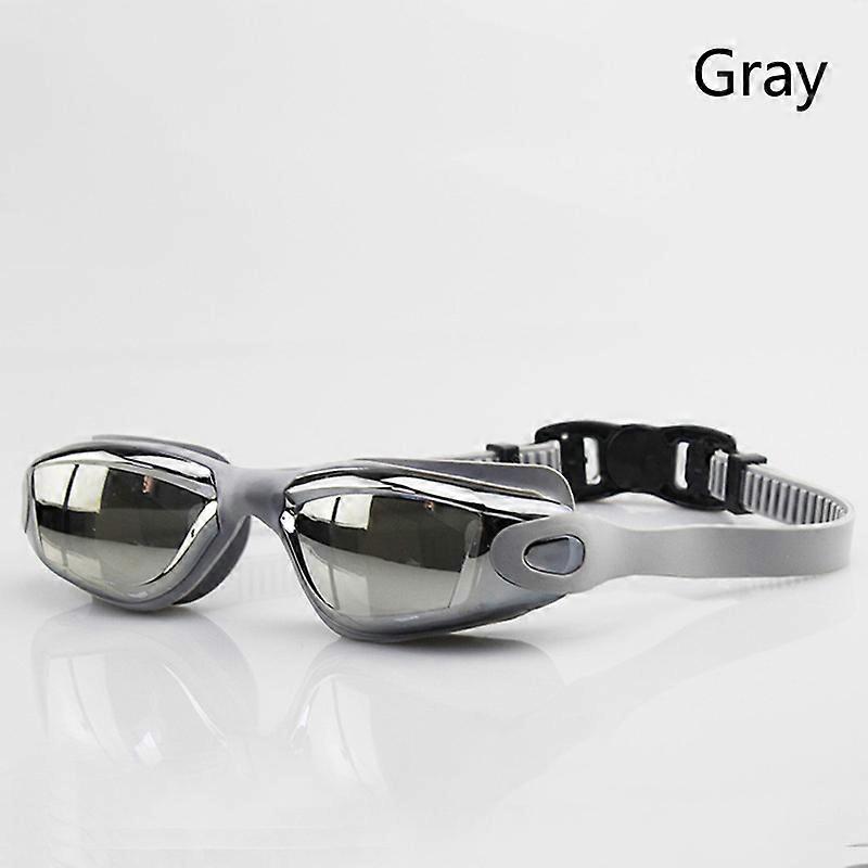 Electroplating waterproof and anti-fog silicone swimming goggles set HD