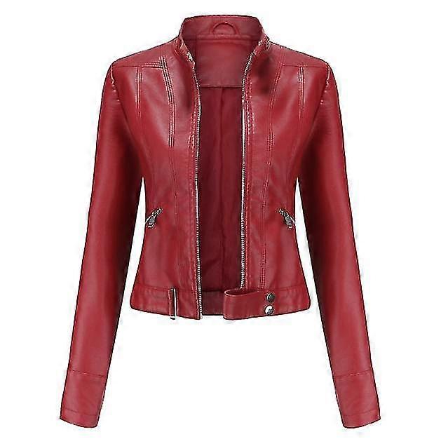 Women's Leather Jacket Casual Zipper Regular-fit