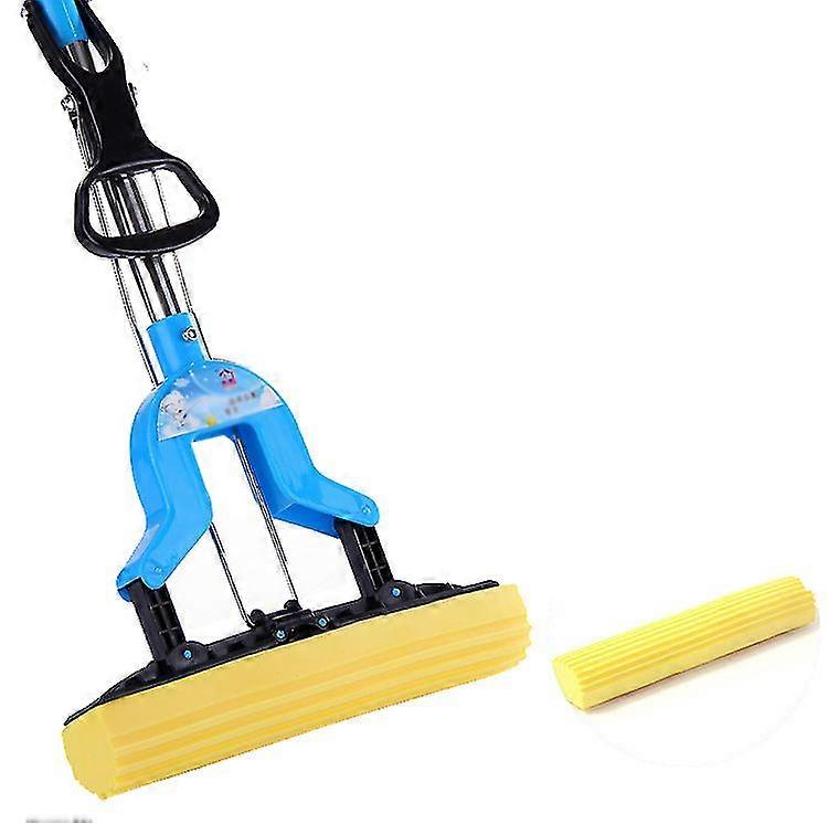 Mikrofiber flat mopp med bøtte, rengjøring klemme håndfri gulv mopp