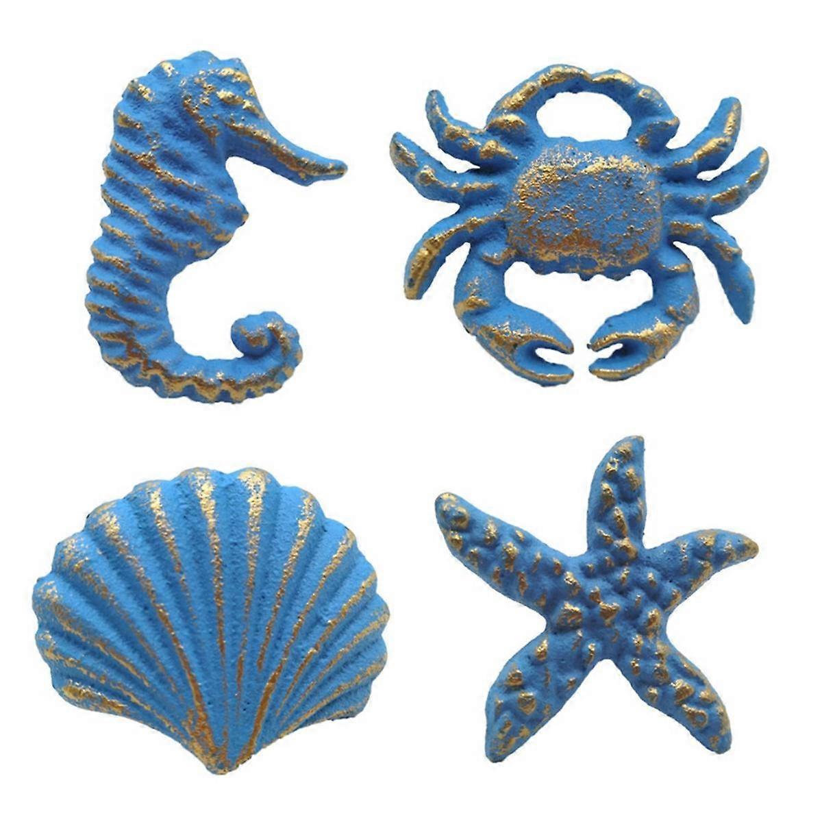4Pcs Retro Marine Style Cast Iron Drawer Handle-Kitchen Cabinet Wardrobe Closet Hardware,Blue