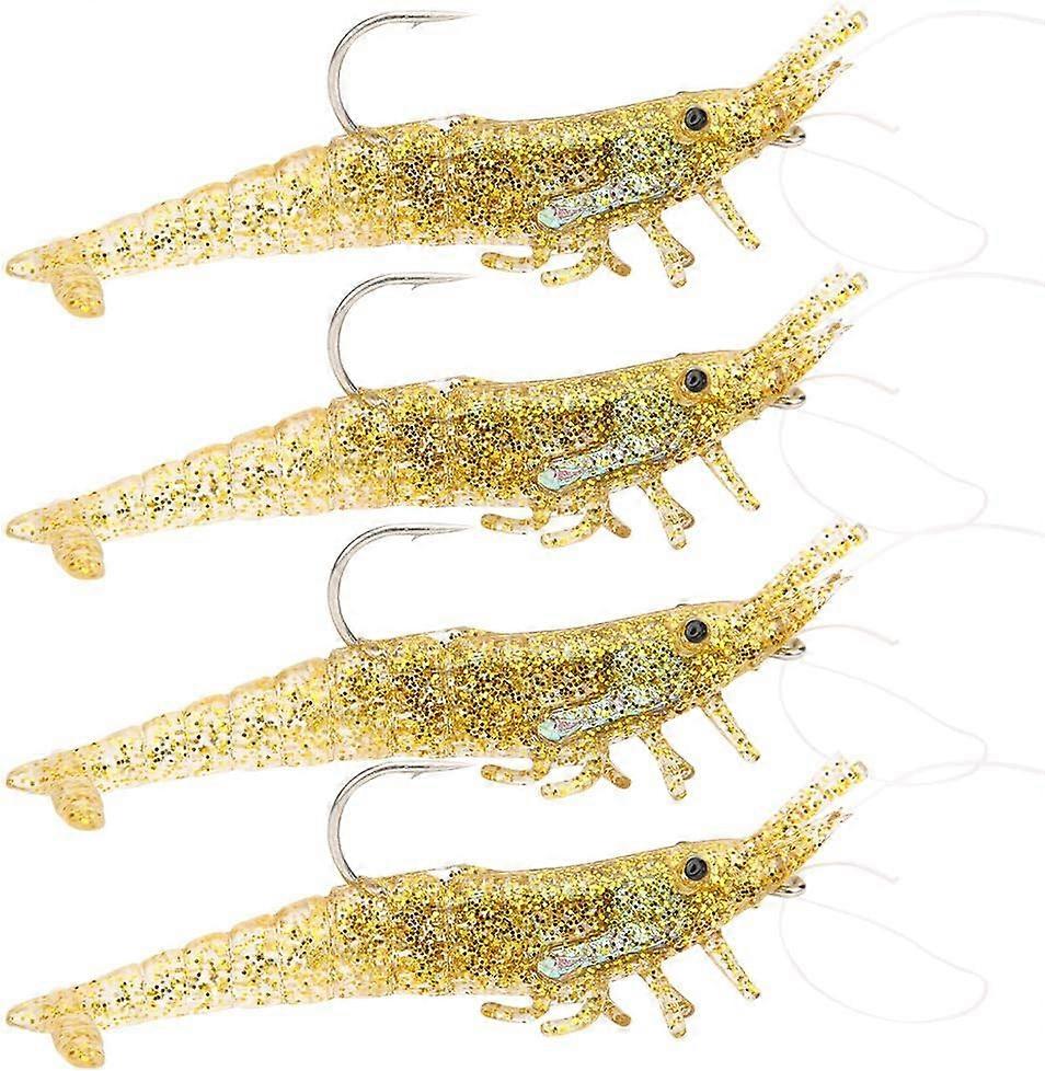Fishing Soft Lures Shrimp Bait, 4Pcs 9cm Artificial Simulation So