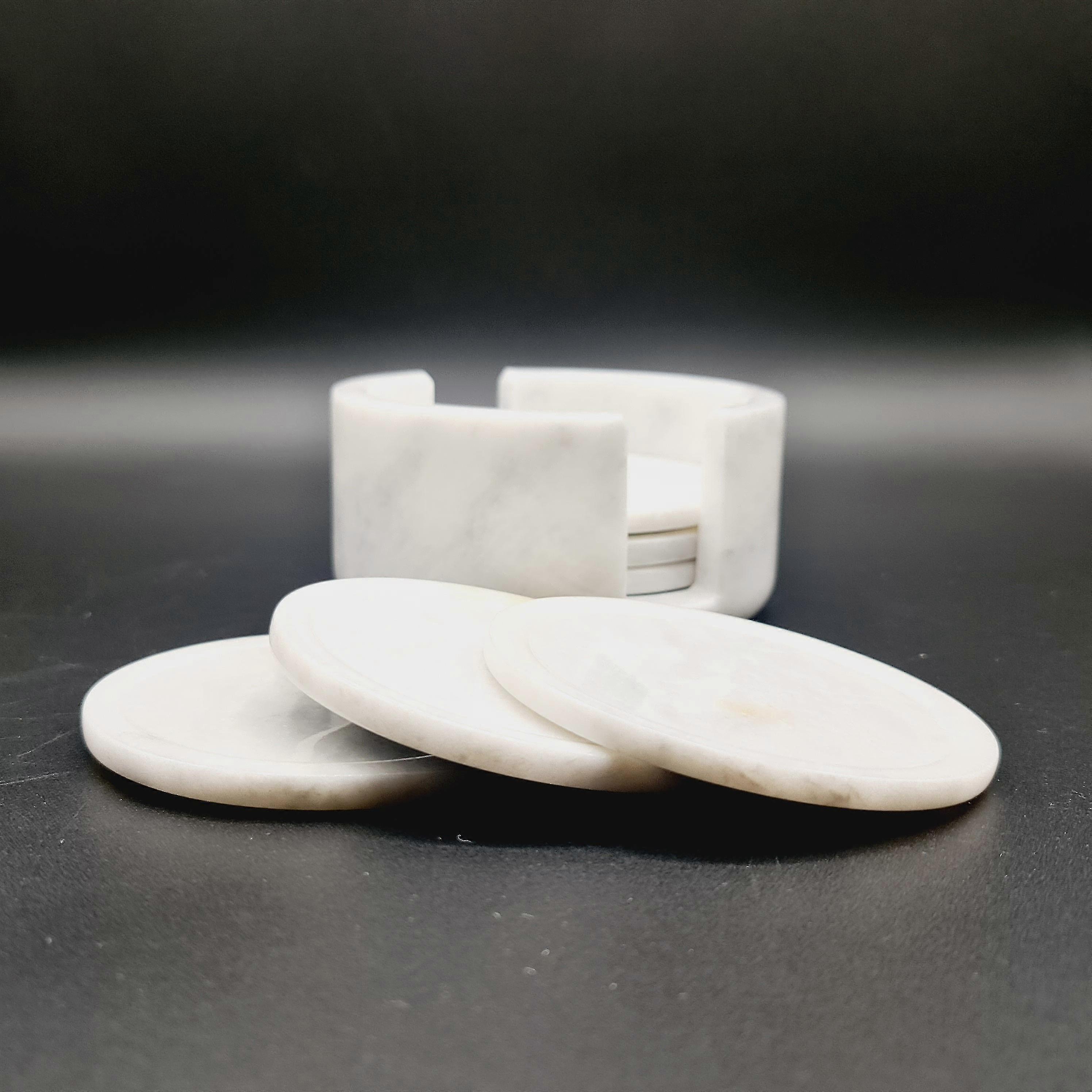 hvit marmor (onyx) te coaster - sett av 6