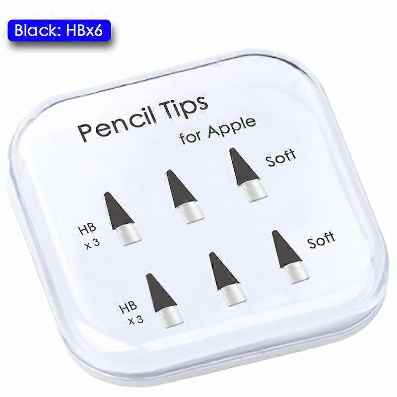 Peilinc Pencil Tips for Apple Pencil 1st / 2nd Generation, 2B Soft Double-Layered iPad Pencil Tip, White & Black Stylus Nib