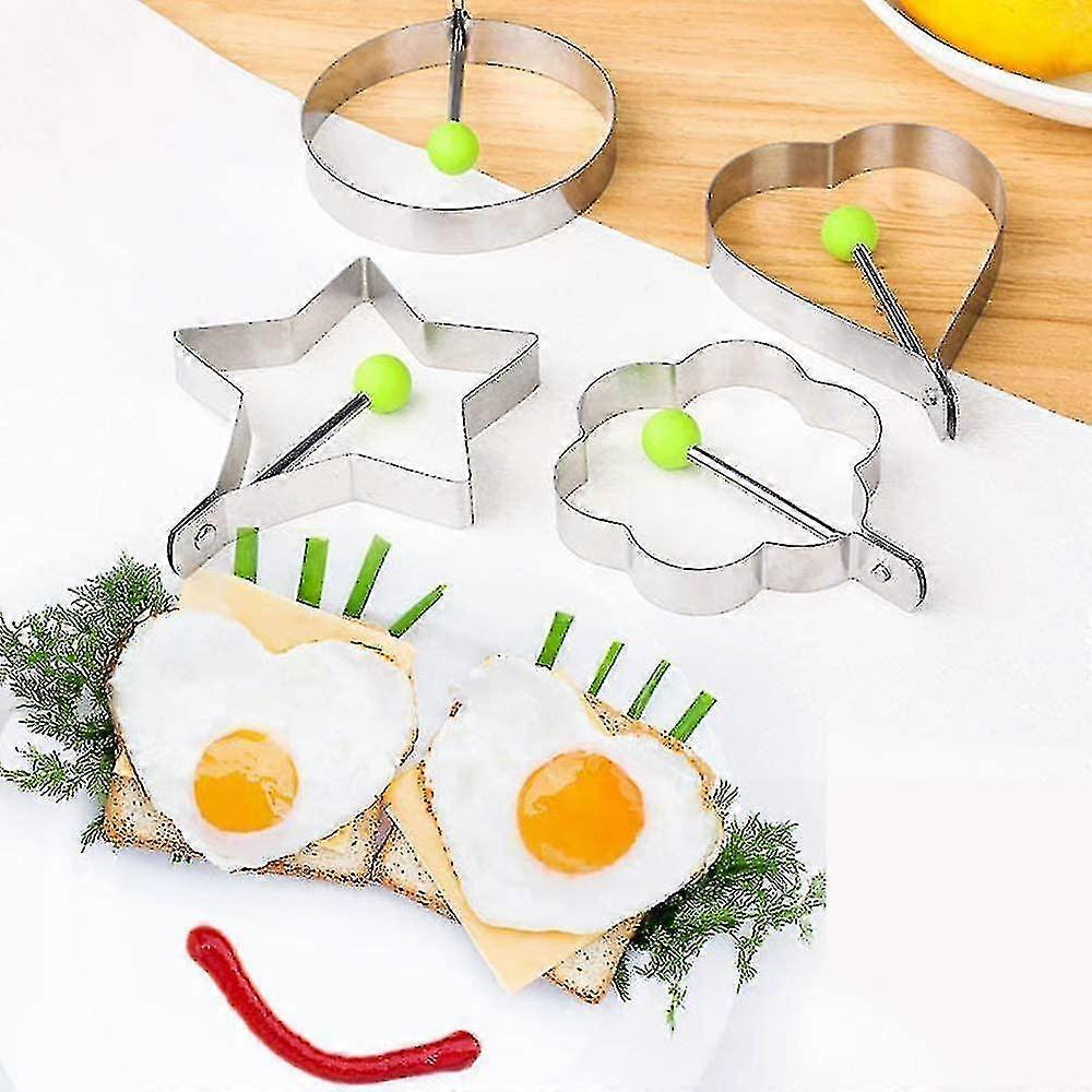 4 Pcs Egg Ring Egg Mold Pancake Maker With Handle, Star/heart/round/pl