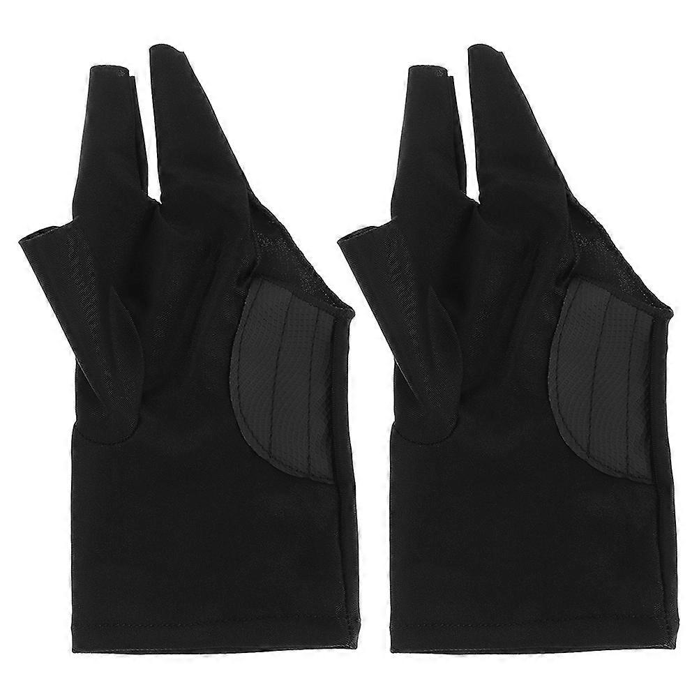 2Pcs Elastic Snooker Gloves Sports Pool Gloves Reusable Three-finger Billiard Gloves