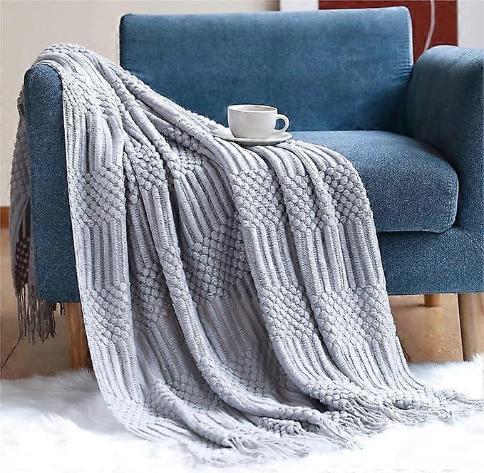 Bedspread, Bohemian style blanket, soft knitted blanket, reversible blanket, Nordic style sofa blanket 127220CM