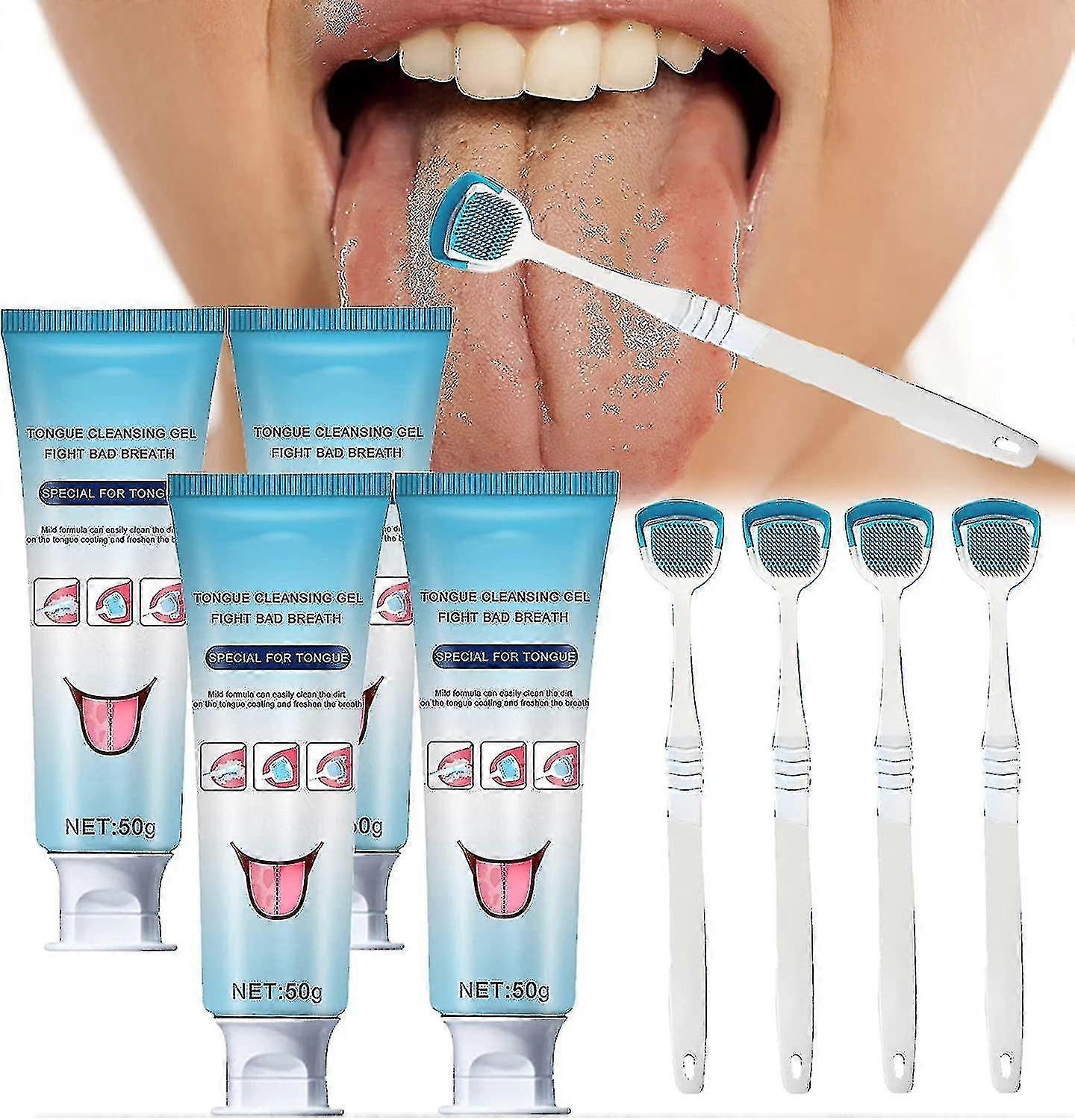 Grattoir à langue, brosse gratteuse à langue en gel de nettoyage de la langue, kit de brosse de nettoyage précis Nettoyeur de langue pour adultes