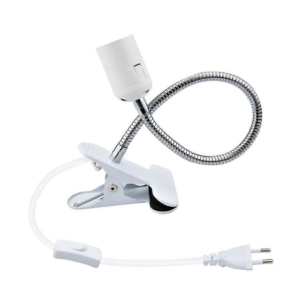 E27 Clamp Light Bulb Socket with Switch Table Lamp Base Clip with 360 Degree Gooseneck for Plant Lam