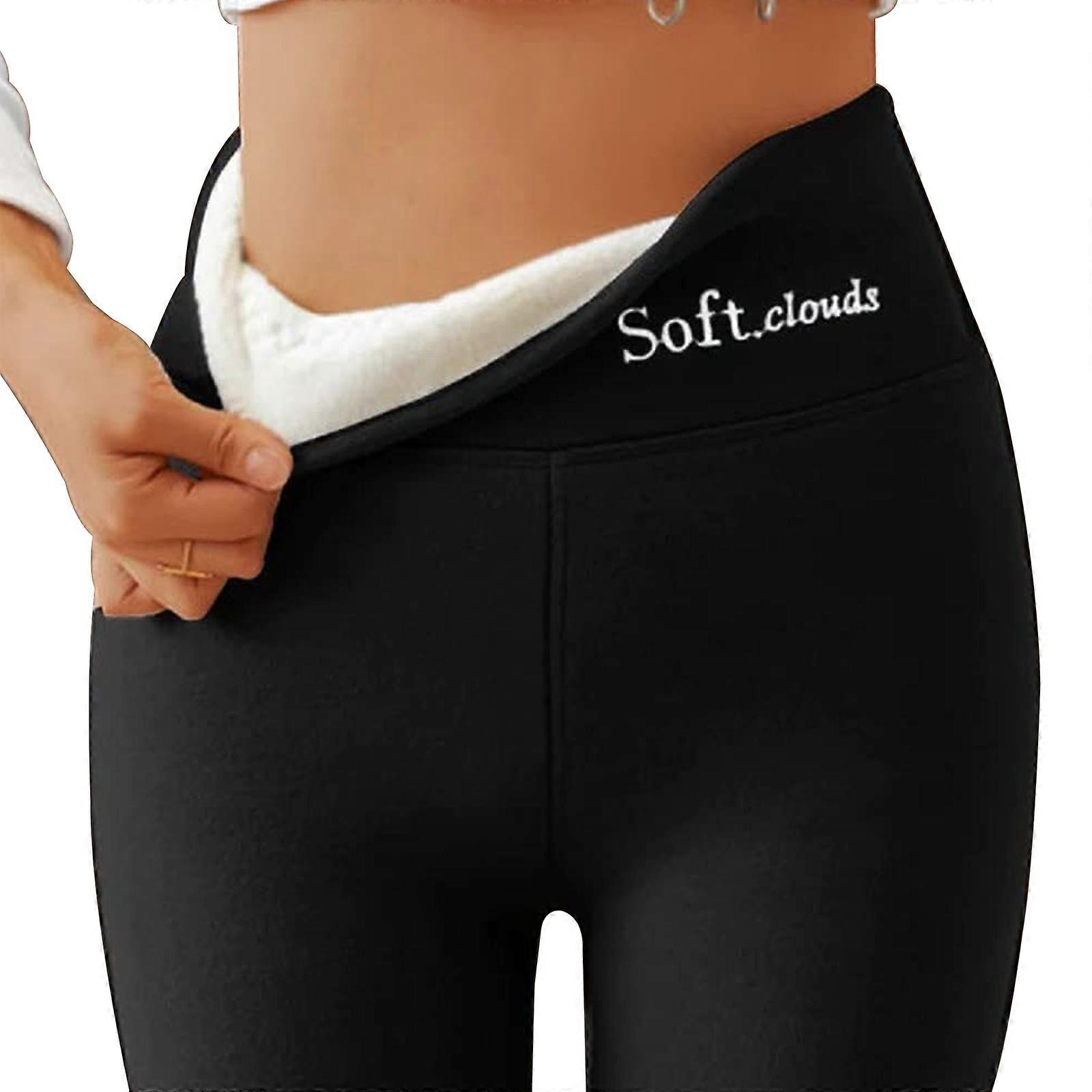 Clouds Fleece Leggings Women's Casual Warm Winter Solid Pants