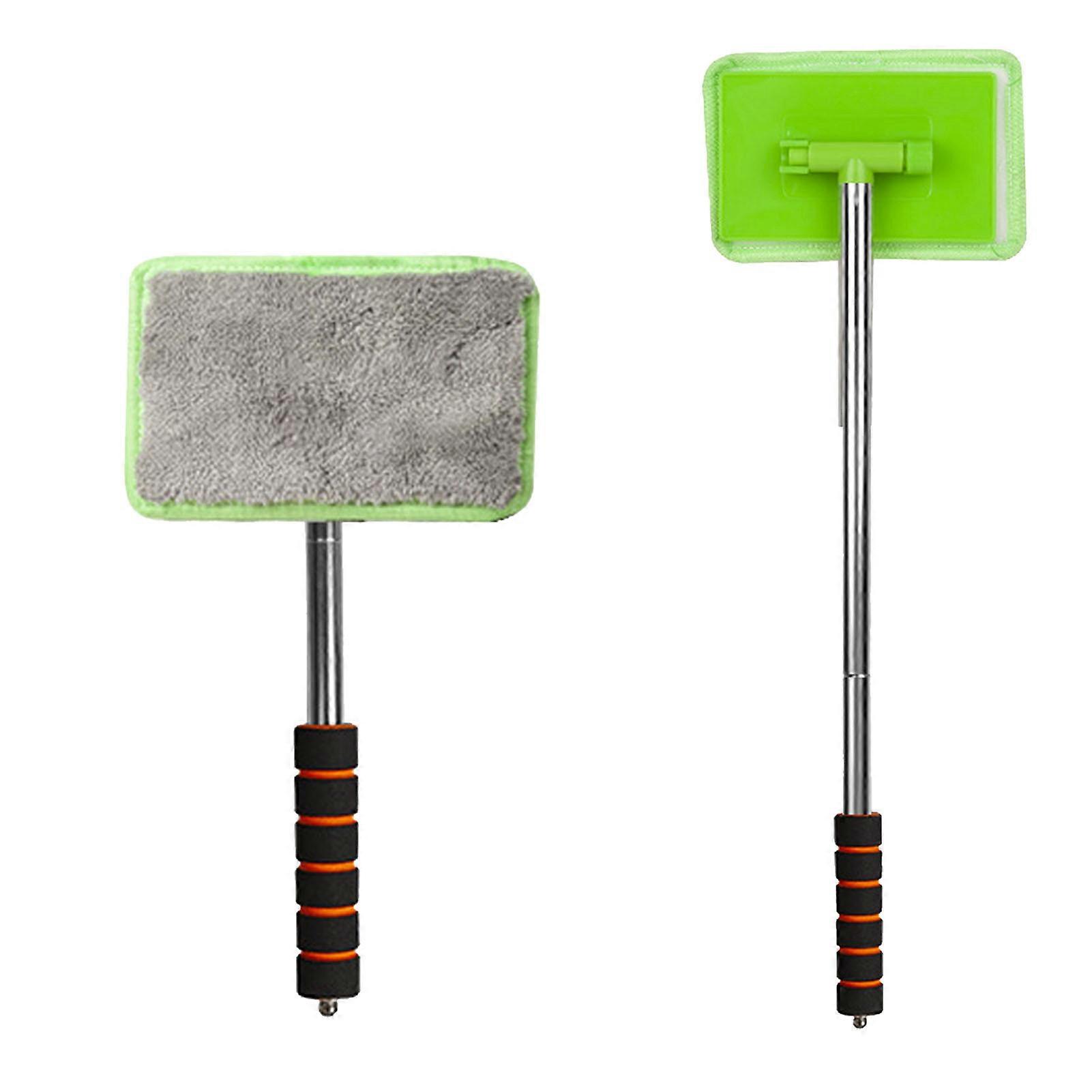 Brosse de nettoyage pour pare-brise de voiture, en alliage d'aluminium, microfibre, lave-vitre rétractable, vert