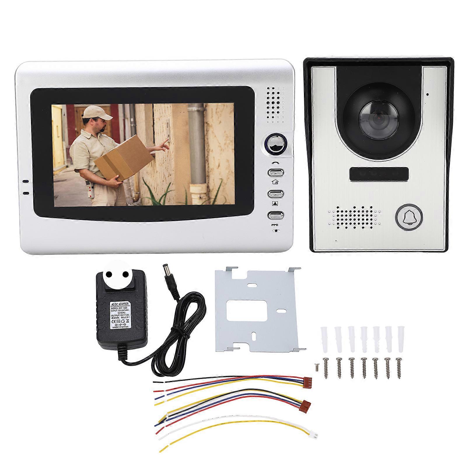 Video Intercom Entry System Wired LCD Monitor Infrared Night Sight Video Door Bell for Apartment AC 100V to 240V EU Plug