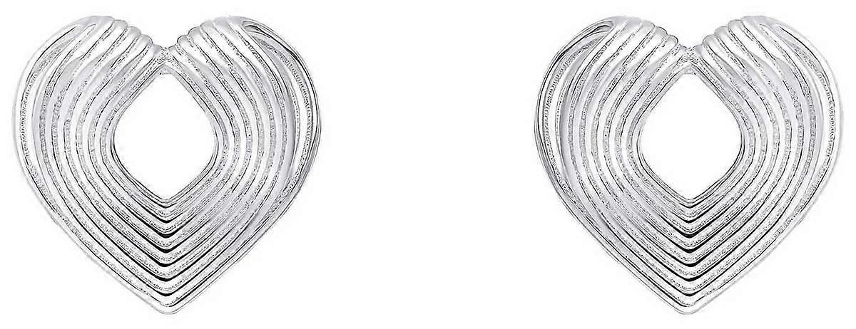 Beginnings Ridged Heart Stud Earrings - Silver