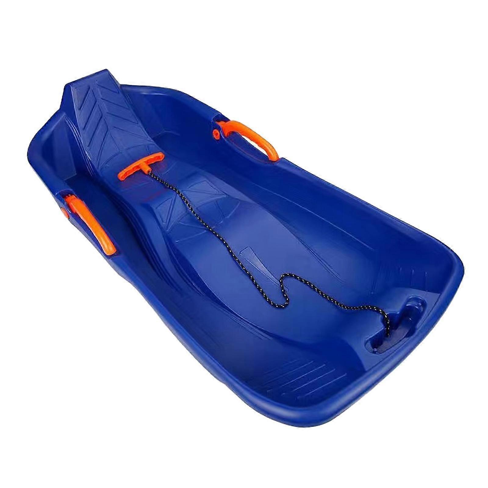 Snow Sled with Brake with 2 Handles and Pull Ropes for Children Adults Girls Blue