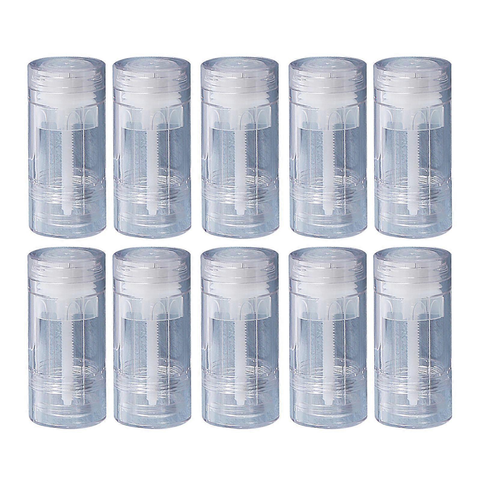 10Pcs 15/30/50G Empty Deodorant Container DIY Sunscreen Refillable Bottle Reusable Twist-up Bottom Filling Stick Plastic Cosmetic Lip Balm Tube