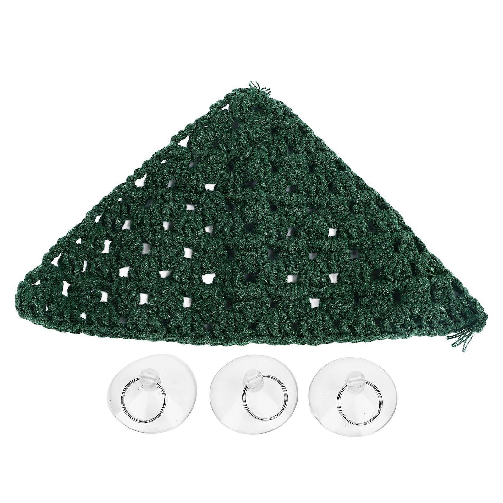Bearded Dragon Hammock Green Soft Woven Cotton Rope Suction Cups Reptile Climbing Net for Cage Indoor Decoration Green Triangular and Small