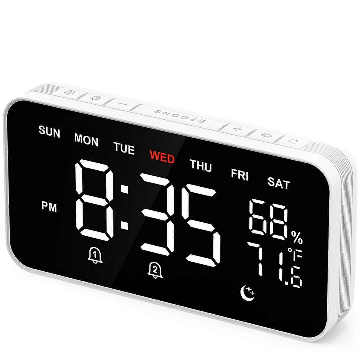 Digital Alarm Clocks for Bedrooms, Loud Alarm Clock for Heavy Sleepers,Temperature & Humidity Detect,Large Display